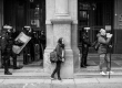 22-02-2019. Bologna, centro. Corteo di contestazione per la laurea da honorem a Mario Draghi data dall'universitÃ  di Bologna. Ingente schieramento di forze dell'ordine e nessun incidente. Incollata sotto il portico del rettorato una laurea fake dai collettivi universitari. Foto Michele Lapini/eikon