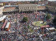 02-08-2019. Bologna, centro. corteo e commemorazione della strage fascista alla stazione di bologna con i parenti delle vittime e con : virginio merola, stefano bonaccini, ministro bonafede, paolo bolognesi, maria elena spadoni, errani, borgonzoni, zuppi, prefetto impresa e altri. Foto dall'alto della piazza della stazione. Foto Michele Lapini/eikon